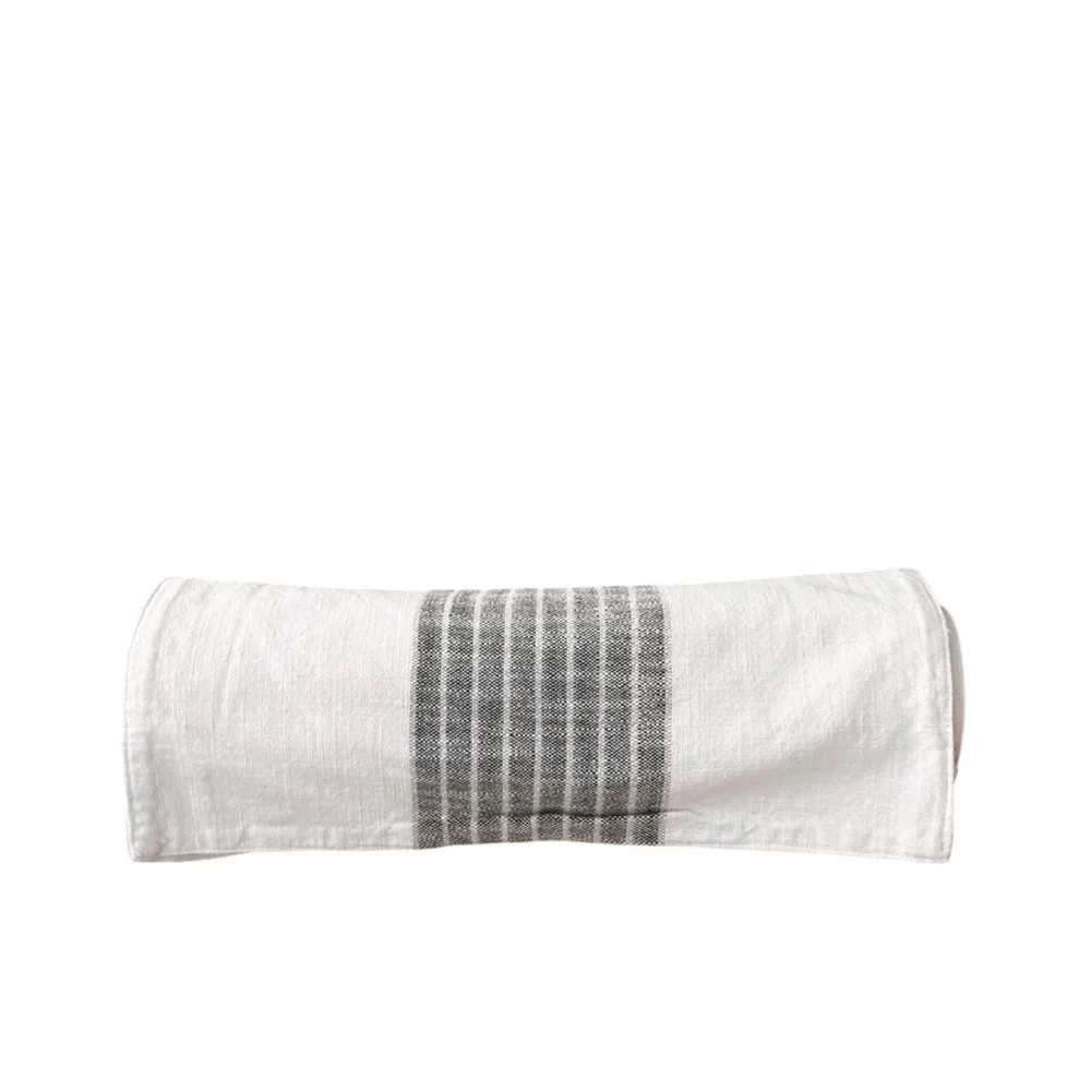 NEW Williams Sonoma White & Green Striped 100% Cotton Table Runner 16x108
